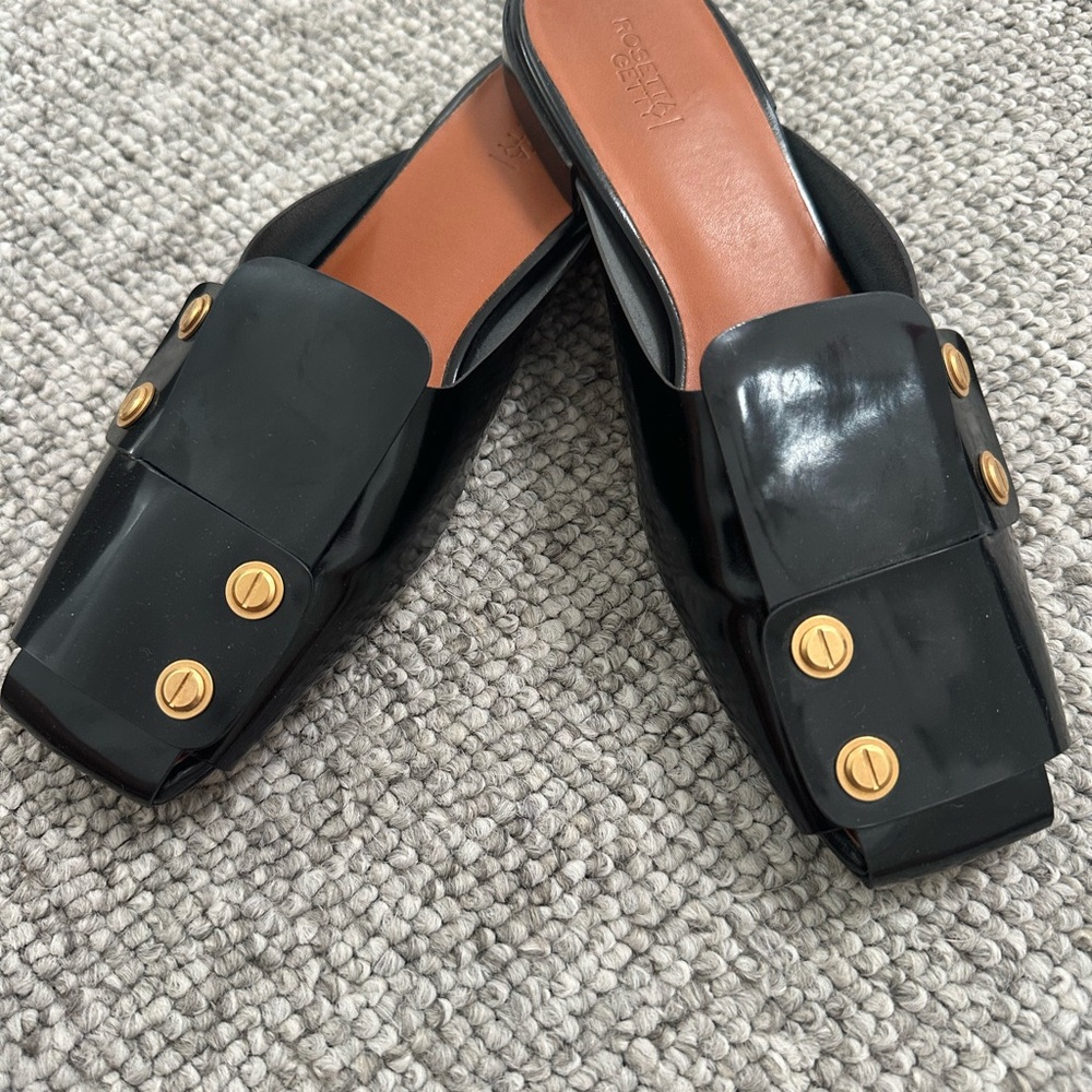 Rosetta Getty Black and Gold Flats for Effortless Elegance